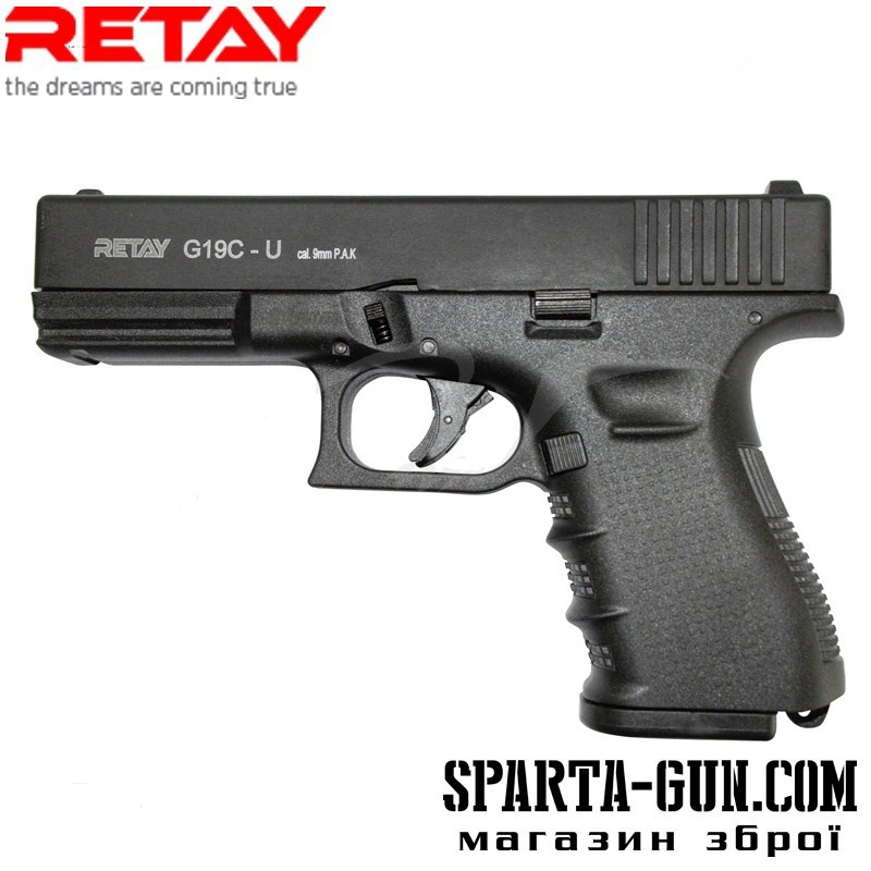 Пистолет стартовый Retay G 19C 14-зарядный кал. 9 мм. Цвет - black.