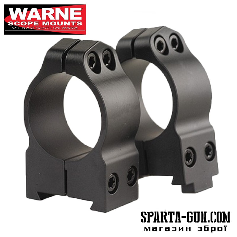 Кольцa Warne MAXIMA Fixed Rings 30 мм. Под планку Weaver/Picatinny. Высота Medium (средняя) под объективы 42-52 мм. Сталь.