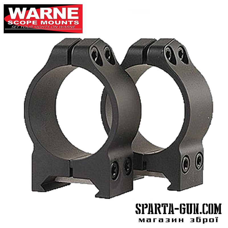 Кольцa Warne MAXIMA Fixed Rings 25,4 мм. Под планку Weaver/ Picatinny. Высота - Low (низкое). Сталь.