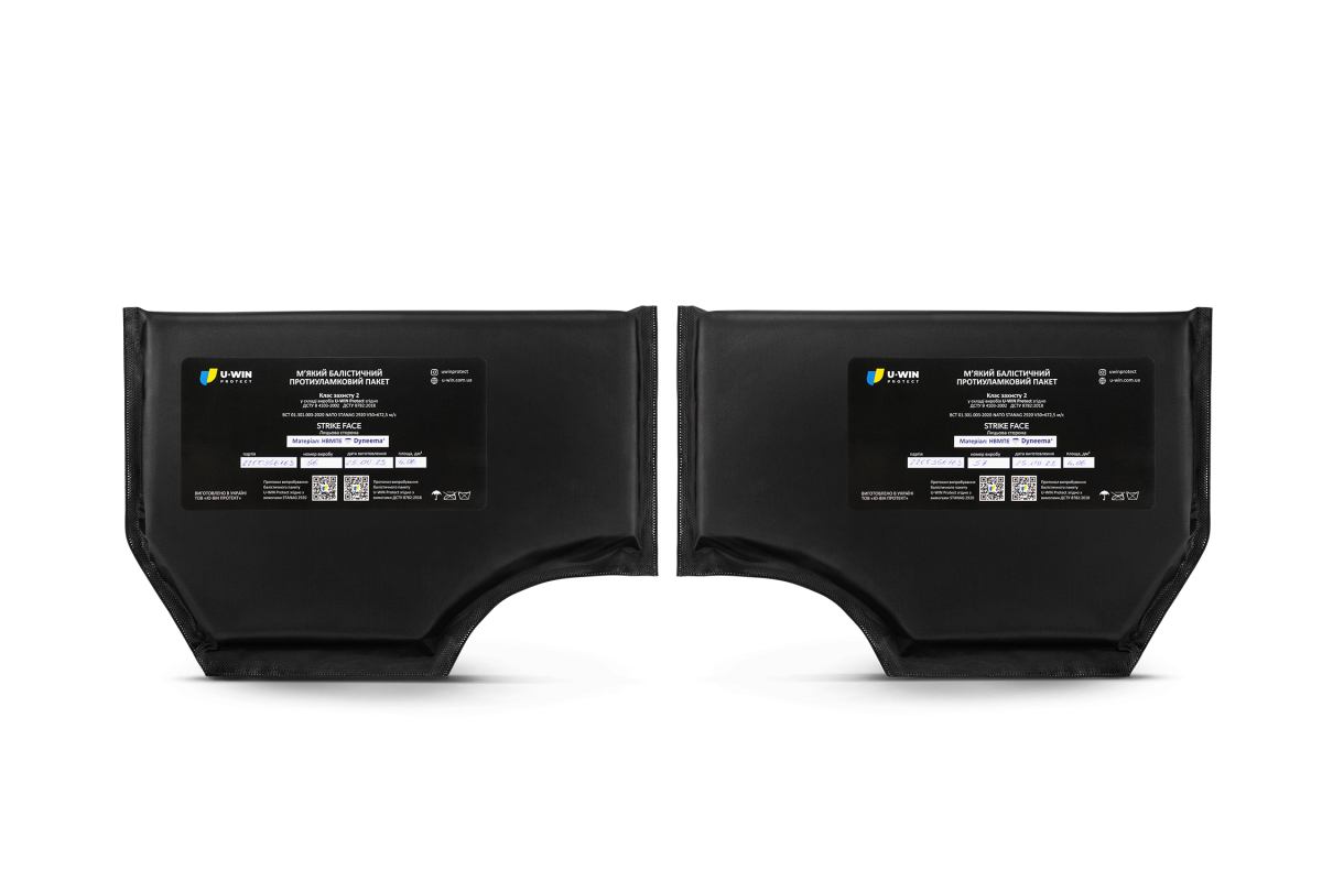 Балістичні пакети U-WIN під бокові камербанди розмір 2 Плитоноски U-WIN PRO 2-й клас НВМПЕ Dyneema USA 2 штуки / Площа захисту 9,92 дм.кв.