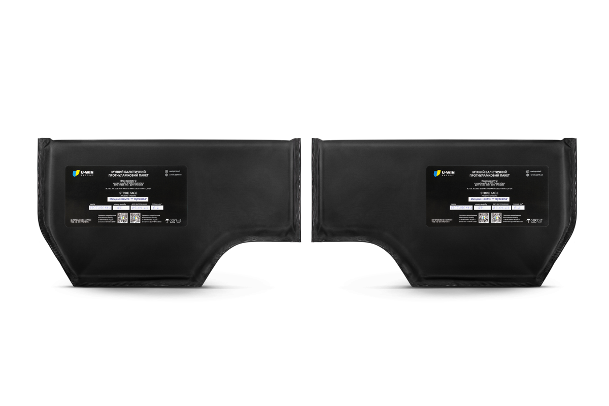Балістичні пакети U-WIN під бокові камербанди розмір 3 Плитоноски U-WIN PRO 2-й клас НВМПЕ Dyneema USA 2 штуки / Площа захисту 12,4 дм.кв.