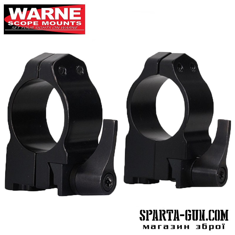 Кольцa быстросъемные Warne MAXIMA Quick Dedach Rings 25,4 мм. Под планку Weaver/ Picatinny. Высота Medium (под объективы 36-42 мм). Сталь.